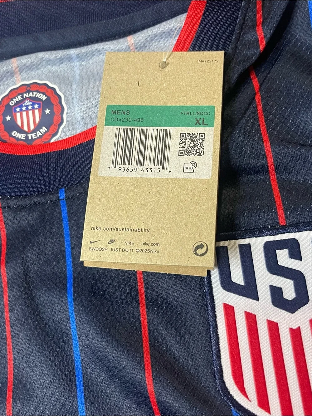 Nike USA USMNT Soccer Jersey Men’s XL Navy Blue Red Blue Striped Dri-FIT NWT